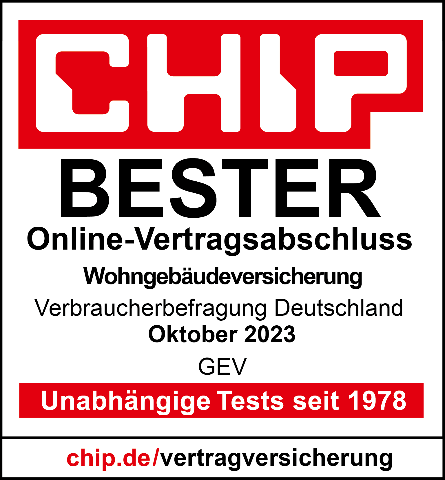 Auszeichnung von CHIP: BESTER Online-Vertragsabschluss