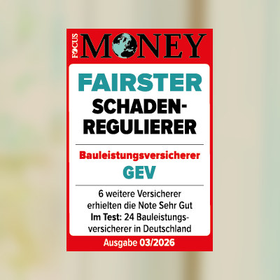 FocusMoney-Siegel: bester Schadenregulierer für die Bauleistungsversicherung von März 2026