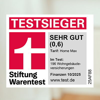 Stiftung Warentest-Siegel Testsieger für Wohngebäudeversicherung von September 2025