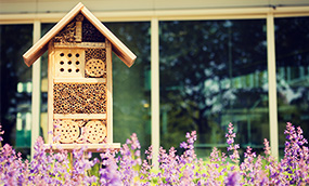 Für alle Gartenstile: Ein Insektenhotel bietet wilden Bienen und anderen Bestäubern Unterschlupf.