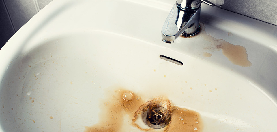 Waschbecken, in dem Abwasser durch den Abfluss wieder hochgedrückt wird. Hier fehlt eine Rückstausicherung.ch