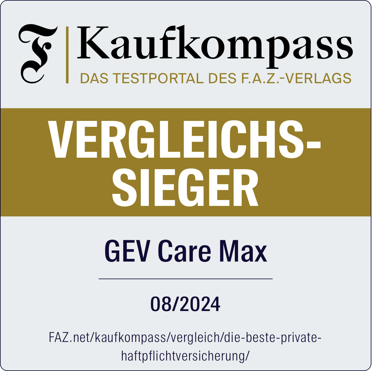 FAZ.net Kaufkompass (08/24): beste private Haftpflichtversicherung – GEV Care Max.