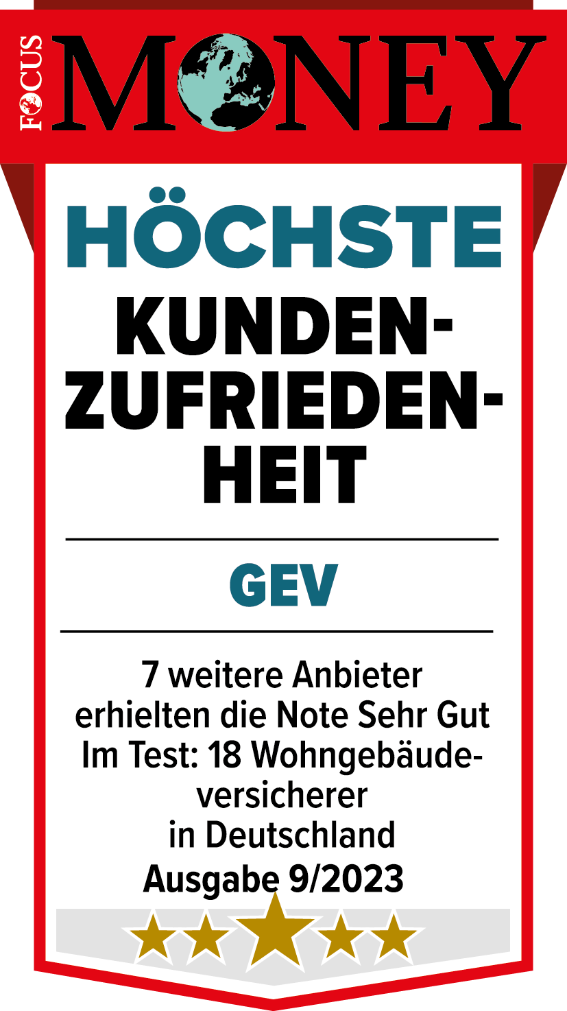 Auszeichnungen - Siegel von Focus Money - Höchste Kundenzufriedenheit - Wohngebäudeversicherung 2023