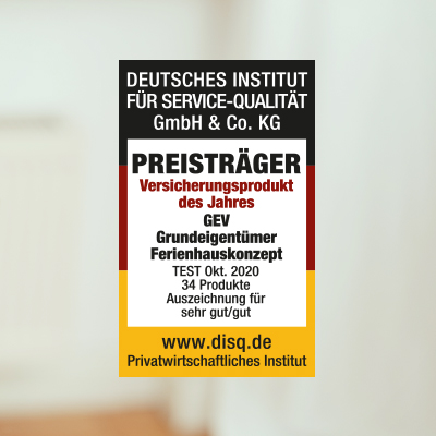Das Deutsche Institut für Service-Qualität (DISQ) zeichnete das GEV Ferienhauskonzept als Versicherungsprodukt des Jahres aus. Eine tolle Auszeichnung für ein innovatives Produkt